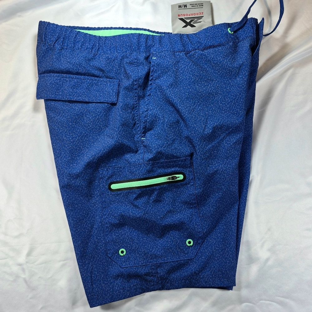 ZeroXposur Men's M Blue Swim Trunks Board Shorts Mesh Lined Pockets UPF 50+
